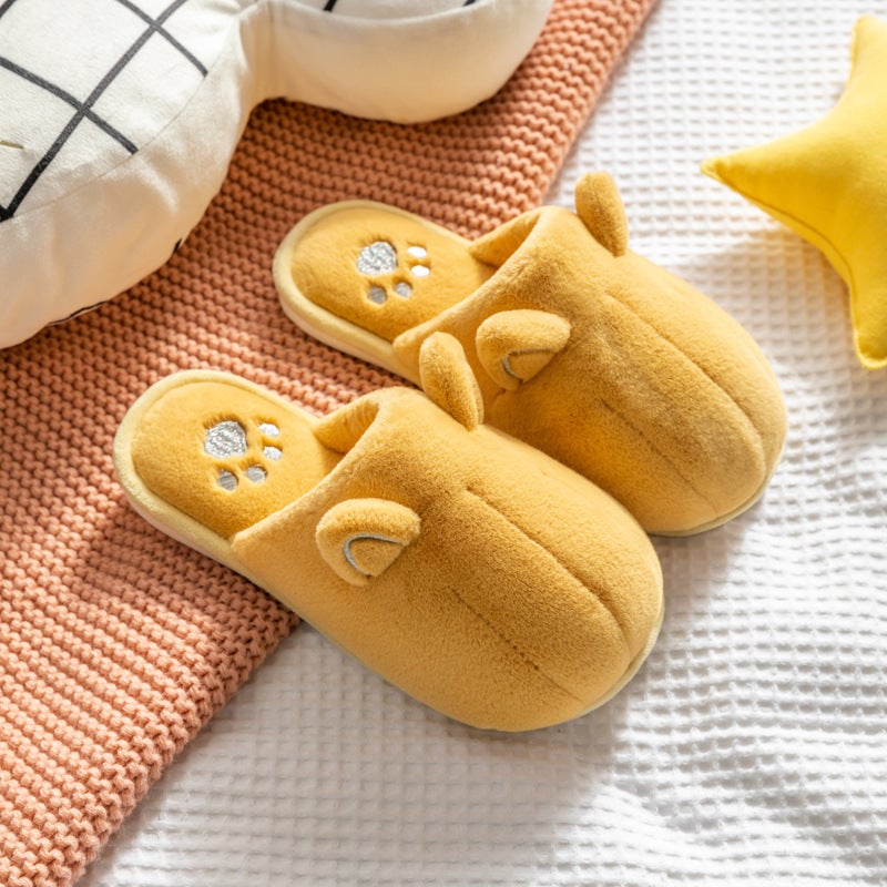 Plush Cotton Slippers Cute Women'S Winter Cartoon Cat Claw Couple Home Non-Slip Warm Home Moon Indoor Men'S Cotton Shoes - Image 1